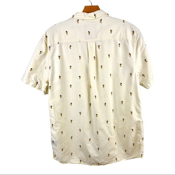 DJAB Hula Pastel Yellow Cotton Short Sleeve Button Up Shirt Size L - Picture 3 of 7